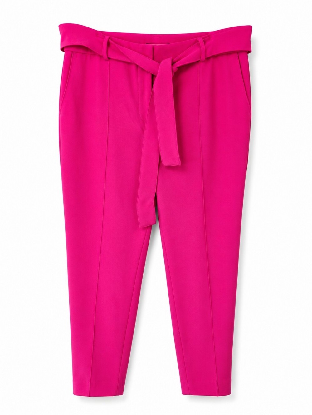 NWT Ann Taylor Magenta Pink Tie Waist Pintuck Ankle Pants Trousers Womens Sz 12